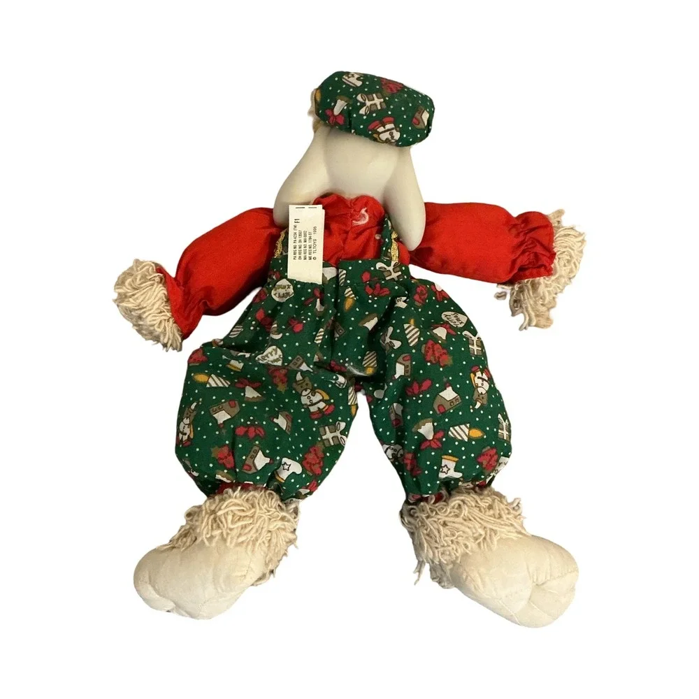 Vintage‎ TL Toys 1995 Christmas Bunny Rabbit Plush Green Red Holiday Doll 10